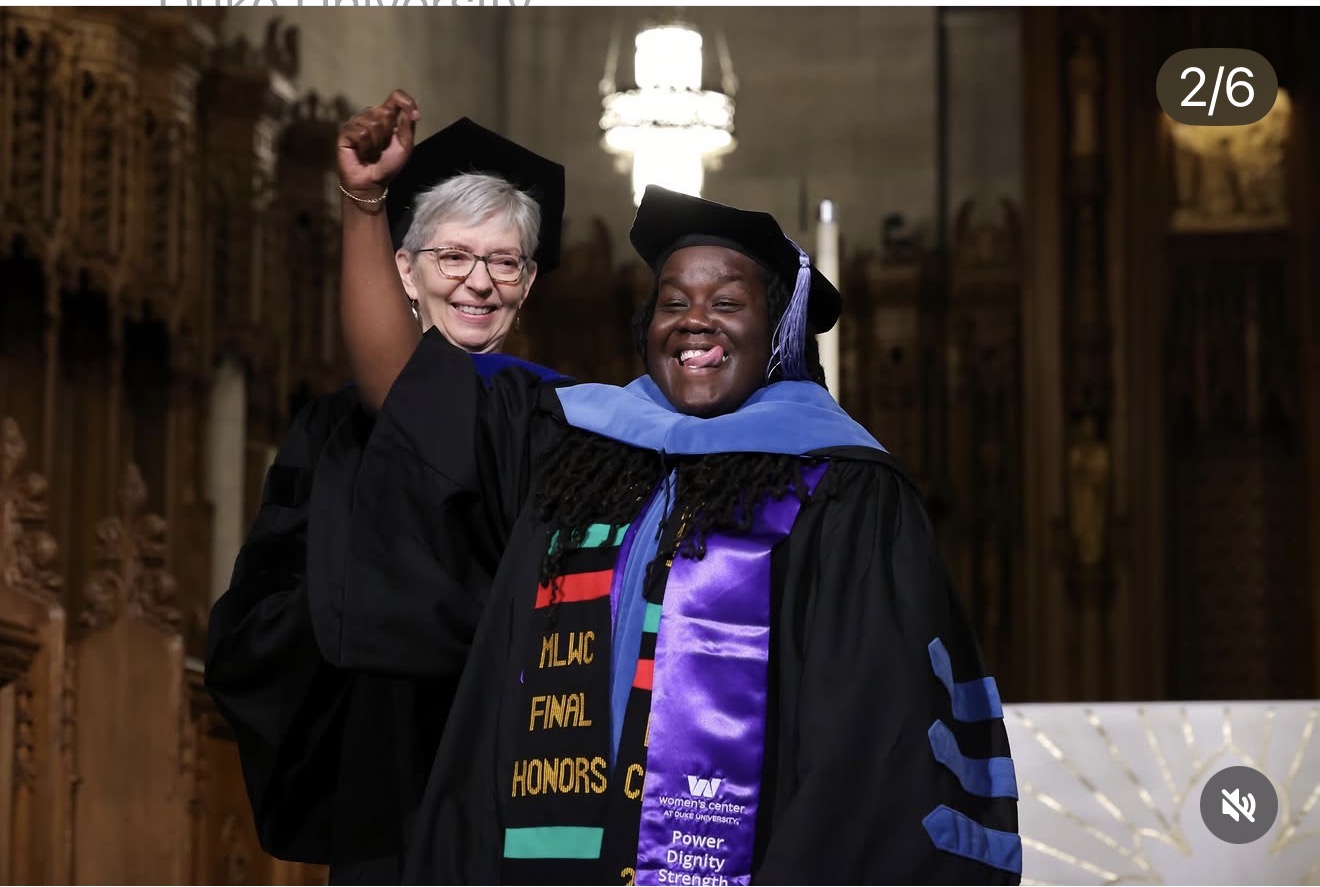 Dr. Camisha Saint-Preux celebrating her Duke University doctorate